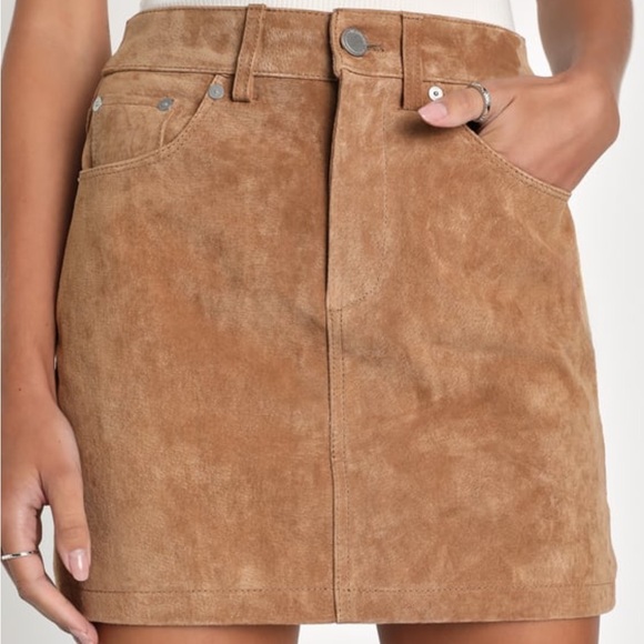 BLANK NYC Brown Suede Leather Mini Skirt - Picture 5 of 6